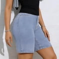 thumbnail image 6 of ClodeEU Women's High Waist Denim Shorts,Casual Stretch Jeans Shorts with Pockets Light Blue,Women's Plus L, 6 of 6