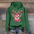 thumbnail image 2 of Fiaer Christmas Women Hoodie Cute Reindeer Graphic Long Sleeve Hooded Sweatshirts Casual Plus Size Fashion Comfy Tops Dark Green S, 2 of 4