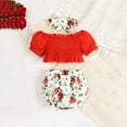 thumbnail image 4 of CheerKidz Cute Girls' Summer Sleeveless Ruffled Round-Neck Embroidery Printed Princess Bow Skirt Sets Fashion Casual Outfit for Comfortable and Versatile Wear(Z01-Red,9 Months), 4 of 8