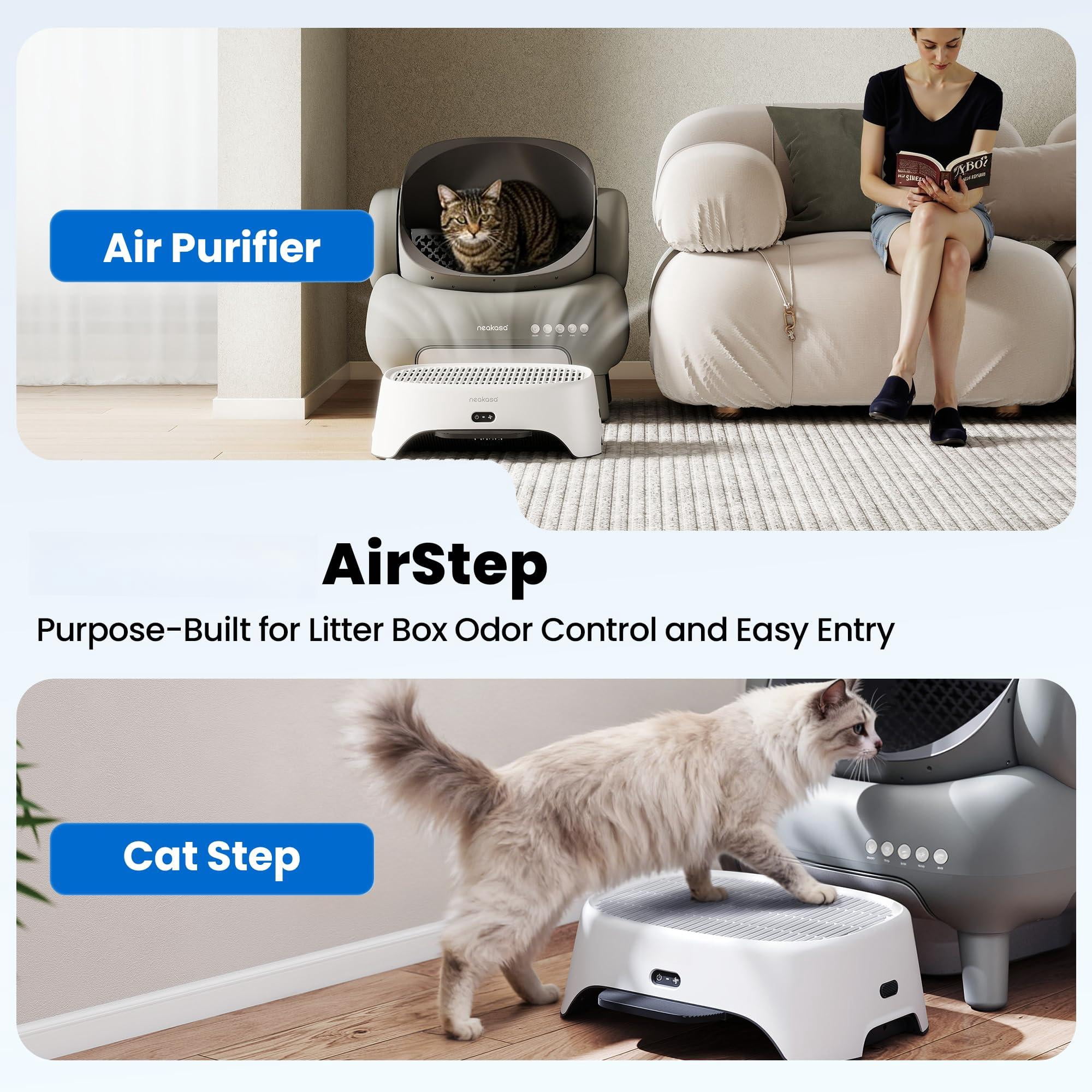 Airstep  2-in-1 Litter Box Air Purifier & Cat Step 3-mode Odor Dust Pet Hair Control Filter Compatible With M1 Plus / Lite And Most Automatic Basic Boxes