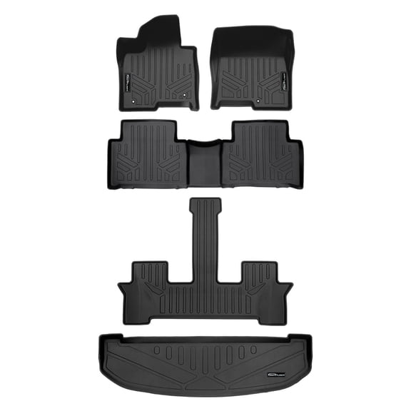 SMARTLINER Custom Fit 3 Row Floor Mats & Cargo Liner Behind 3rd Row Set Compatible With 2021-2023 Kia Sorento Hybrid