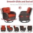 thumbnail image 2 of 3 Piece Patio Furniture Set, 2 Outdoor Swivel Rocking Chairs with Side Table, Thick Cushions Wicker Glider Chairs, All-Weather Brown Rattan Bistro Set for Porch, Deck, Pool (Red), 2 of 9