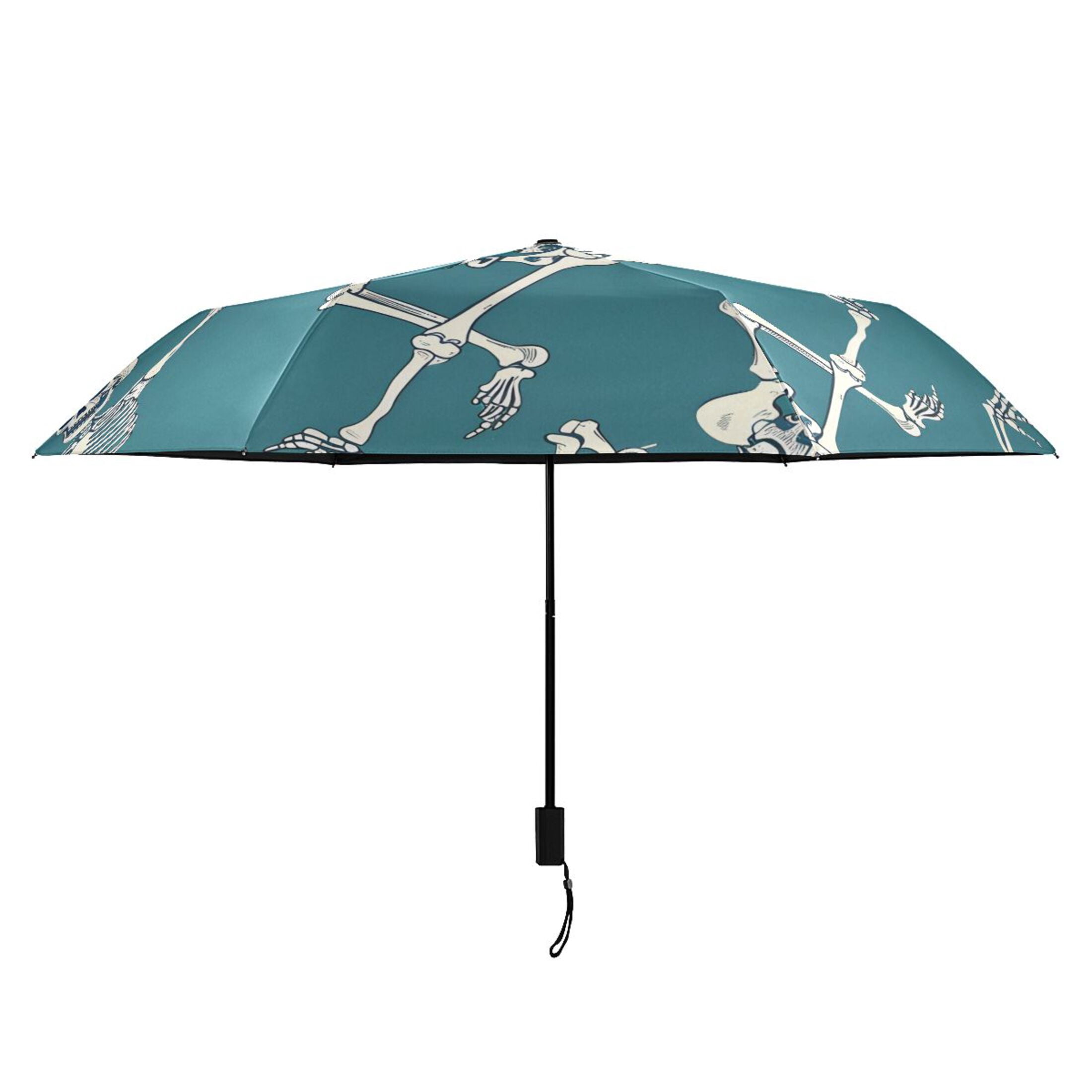ALAZA Skeleton Dancing UPF 50+ Compact Folding Umbrella for Rain Travel Umbrella Packable