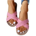 thumbnail image 2 of Sandalias planas recortadas de lino tejidas trenzadas informales de verano a la moda para mujer Wmkox8yii  hj789, 2 of 6