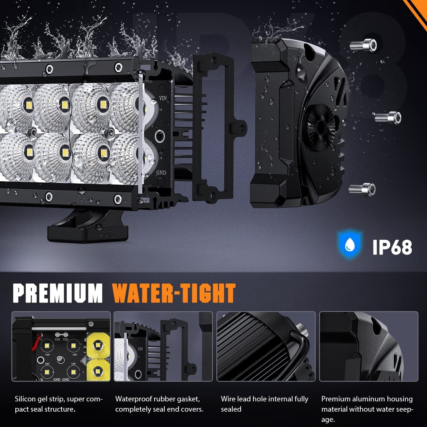 Nilight LED Light Bar 21.6 Inch 200W Flood Spot Combo Beam 24000LM IP68 Offroad LED Driving Lighting for Pickup Truck SUV ATV UTV Boat Jeep