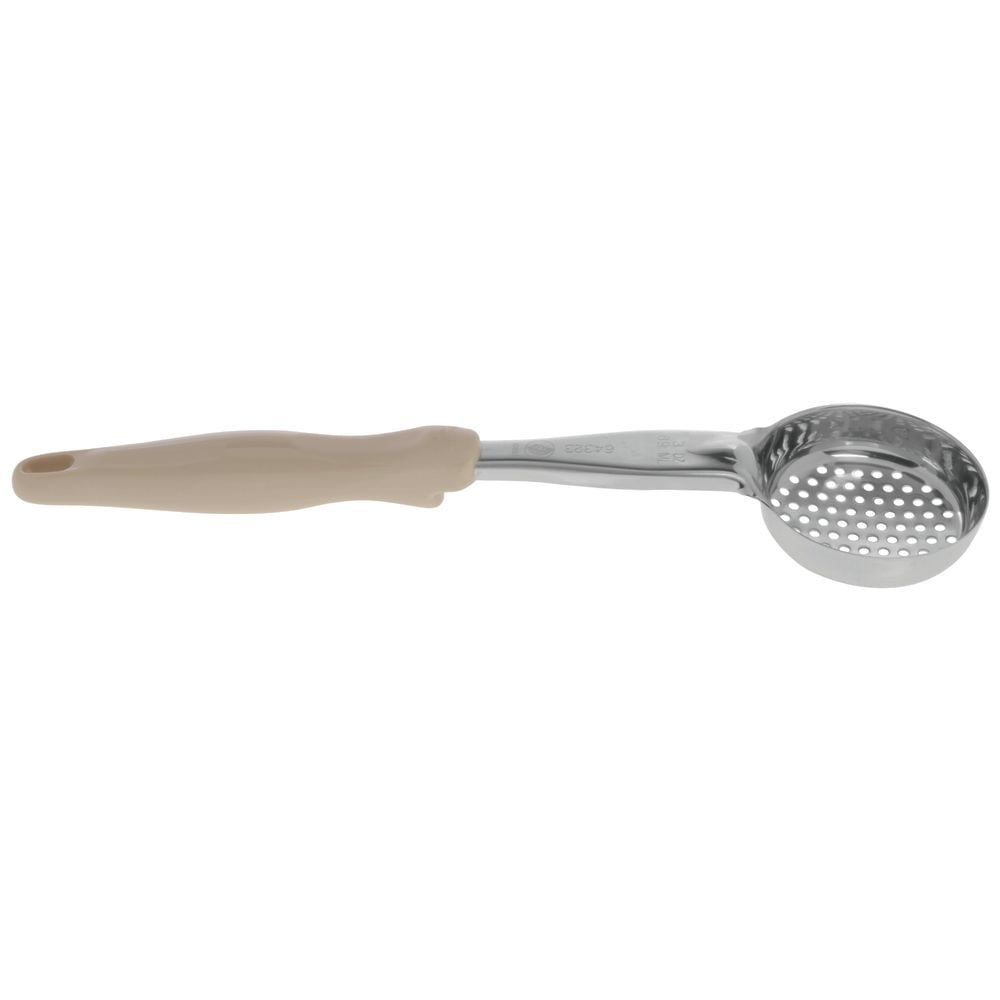 Vollrath 6432335 Jacob's Pride 3 oz Round Stainless Steel Perforated Spoodle Utensil with Ivory