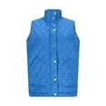 thumbnail image 3 of OGLCCG Puffer Vest Women Lightweight Quilted Stand Collar Sleeveless Jackets Winter Casual Button Zip Up Vest Coat With Pockets,XL,Blue, 3 of 6