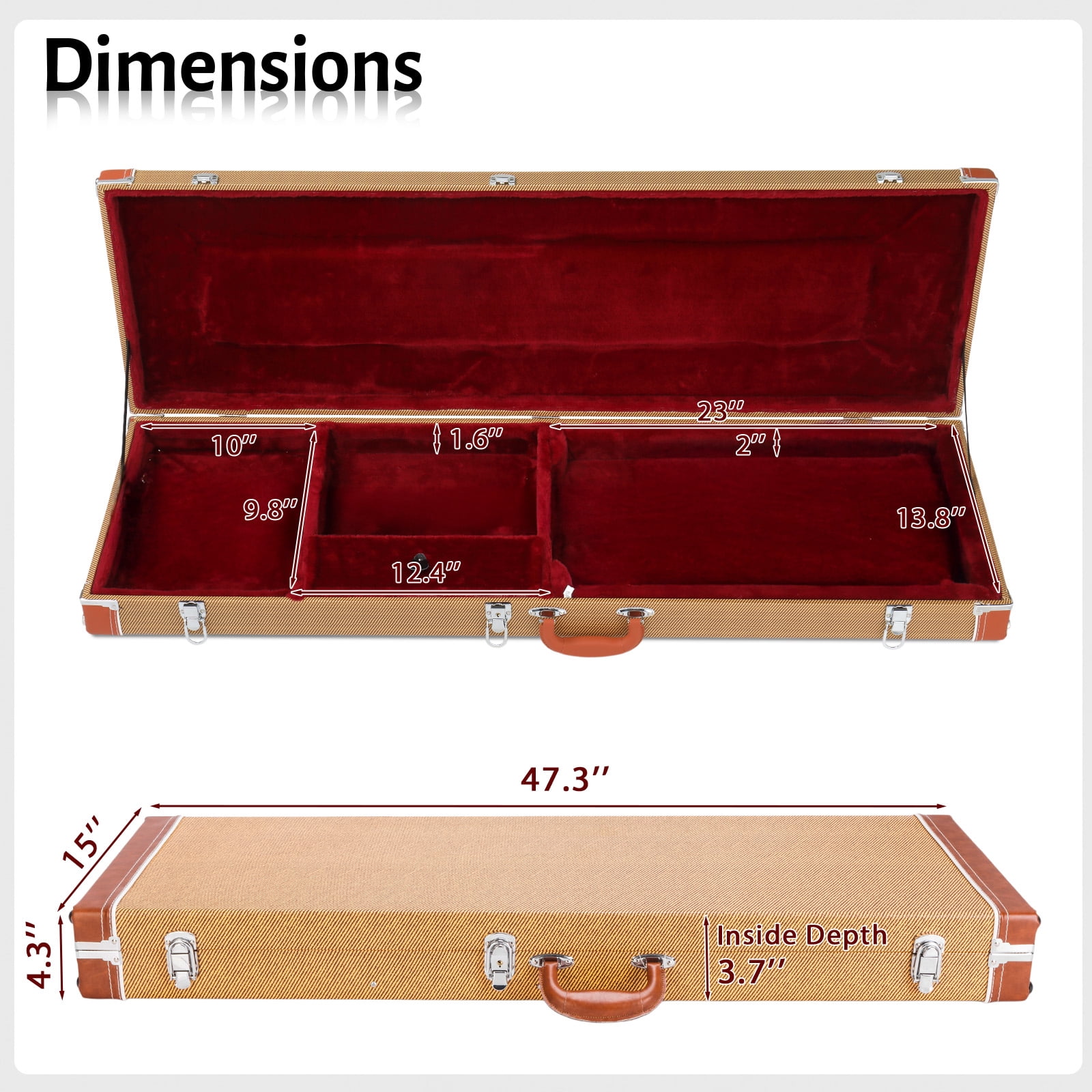 Electric Guitar Square Hard Case Flat, Yellow