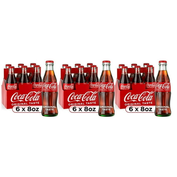 Coca-Cola Classic Cola Soda Pop, 8 fl oz Glass Bottles, (Pack of 18)