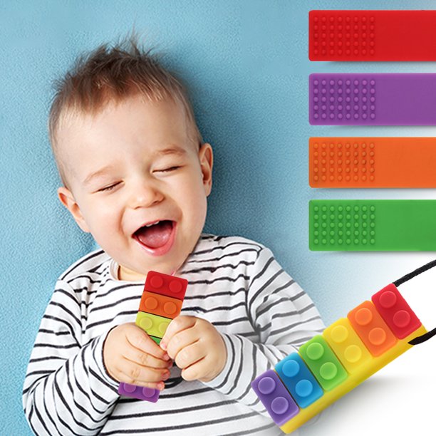 Teething Toys Sensory Chew Necklaces Chewing Necklace Teething Brick