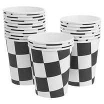MLINS 20Pcs Racing Party Disposable Paper Checkered Beverage Tea Cups