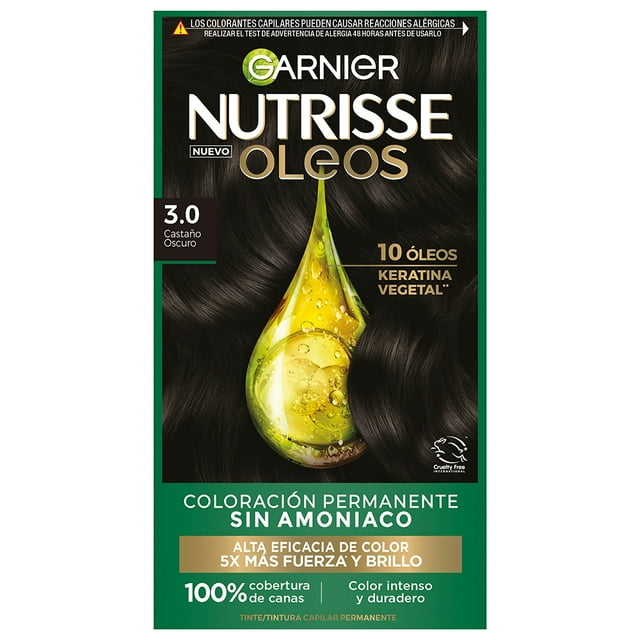 Tinte para cabello Nutrisse Oleos sin amoniaco 3.0 castaño oscuro