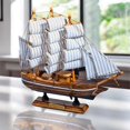 thumbnail image 4 of Accent Collection Brown Wooden Sailboat Model With Realistic Cloth Sails - Nautical Marine-Inspired Home Decor, 4 of 5
