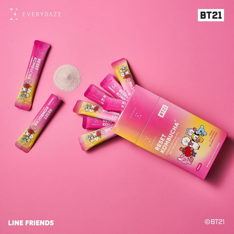 EVERYDAZE BT21 Reset Kombucha, Peach Flavor, 10 Pack Powder Mix