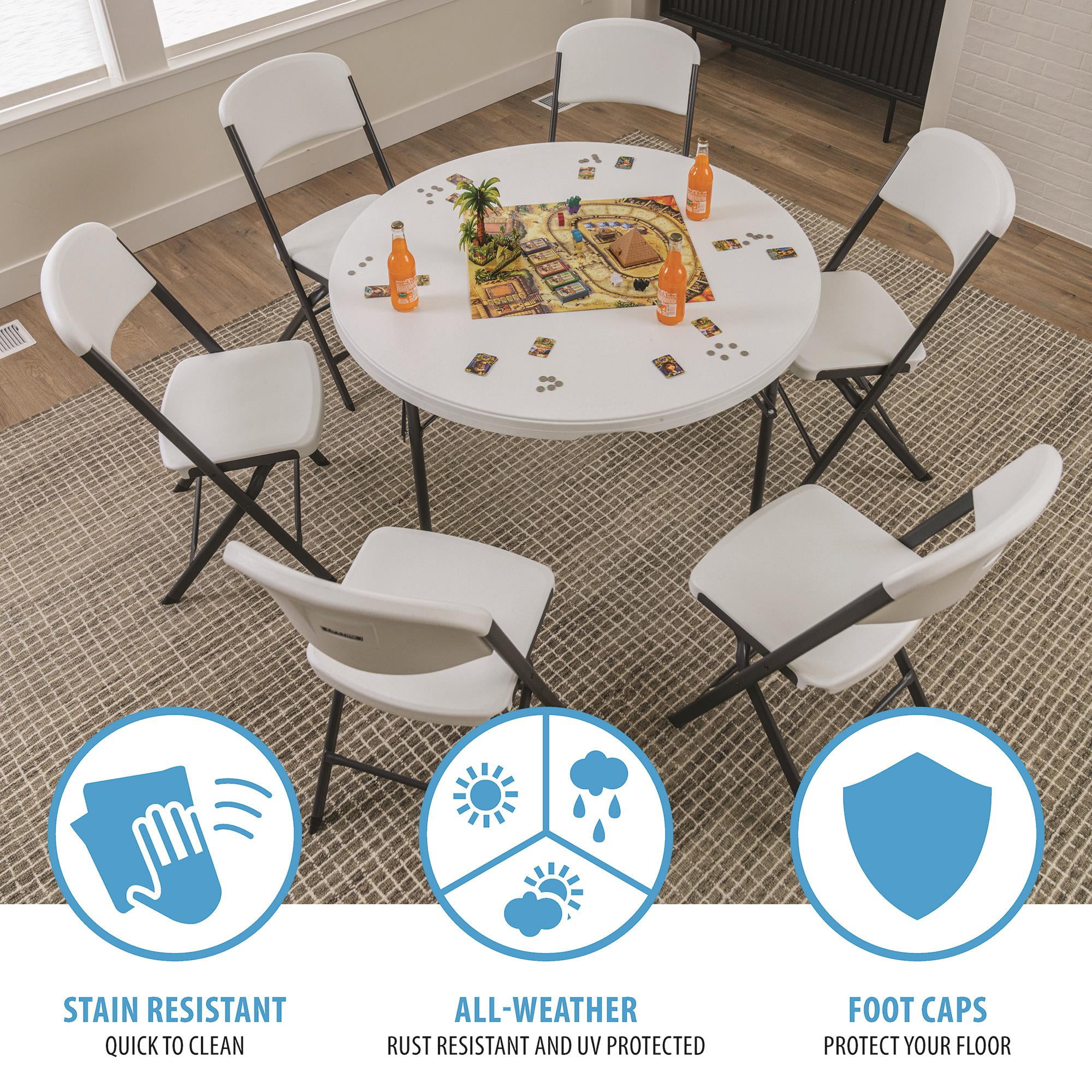 Lifetime 48 inch Round Folding Table, Indoor/Outdoor, Light Lifetime 48 inch Round Folding Table, Indoor/Outdoor, Light