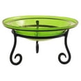 thumbnail image 1 of Achla Designs 12 In Crackle Glass Bowl Birdbath Decoration w/ Stand, Green, 1 of 5