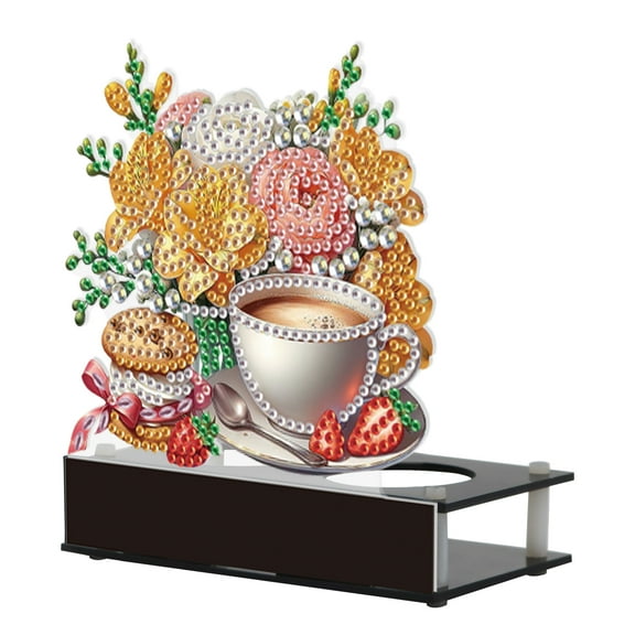 Diamond Art Painting Kit Candle Holder, Coffee Floral Patterns