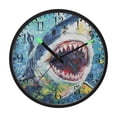 thumbnail image 2 of Voice Activated Clock with Glow Light 12 Inch Large Silent Wall Clock Battery Operated for Home Decor Abstract Painting Of A Shark, 2 of 8