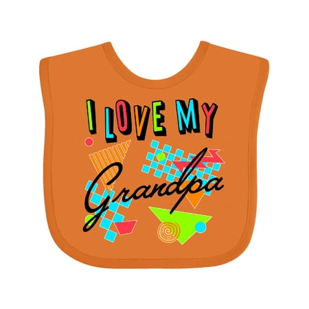 

Inktastic I Love My Grandpa- 80s Retro Style Gift Baby Boy or Baby Girl Bib