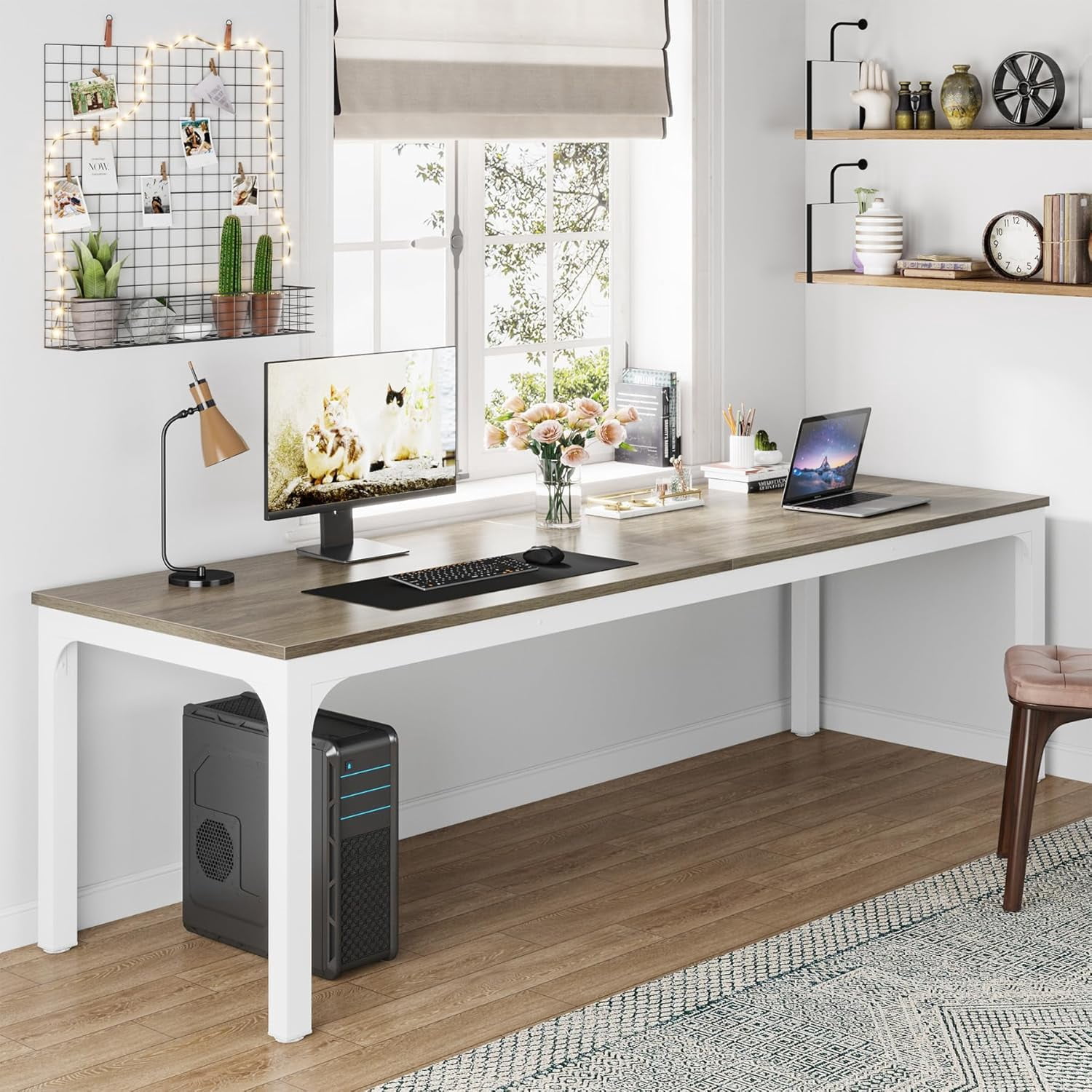 Tribesigns 78.7 Inches Extra Long Computer Desk 2 Person Desk, Double Long Desk for Home Office
