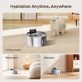 thumbnail image 3 of Wireless Stainless Steel Pet Water Fountain, 3.2L/108oz Automatic Cordless Water Dispenser with 3 Smart Modes, Ultra Quiet Pump, Rechargeable Battery, Multi-Filtration for Cats & Dogs, 3 of 7