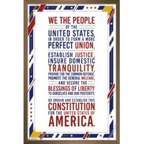 The United States Of America - Constitution Preamble Wall Poster, 22.375" x 34", Framed