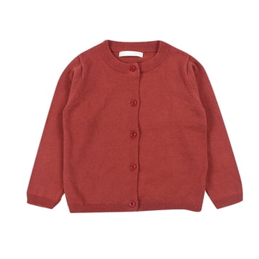 Girls Crewneck Cardigan Long Sleeve Children Button Cotton Sweater Uniform Sweaters for Little Girls Wine 6