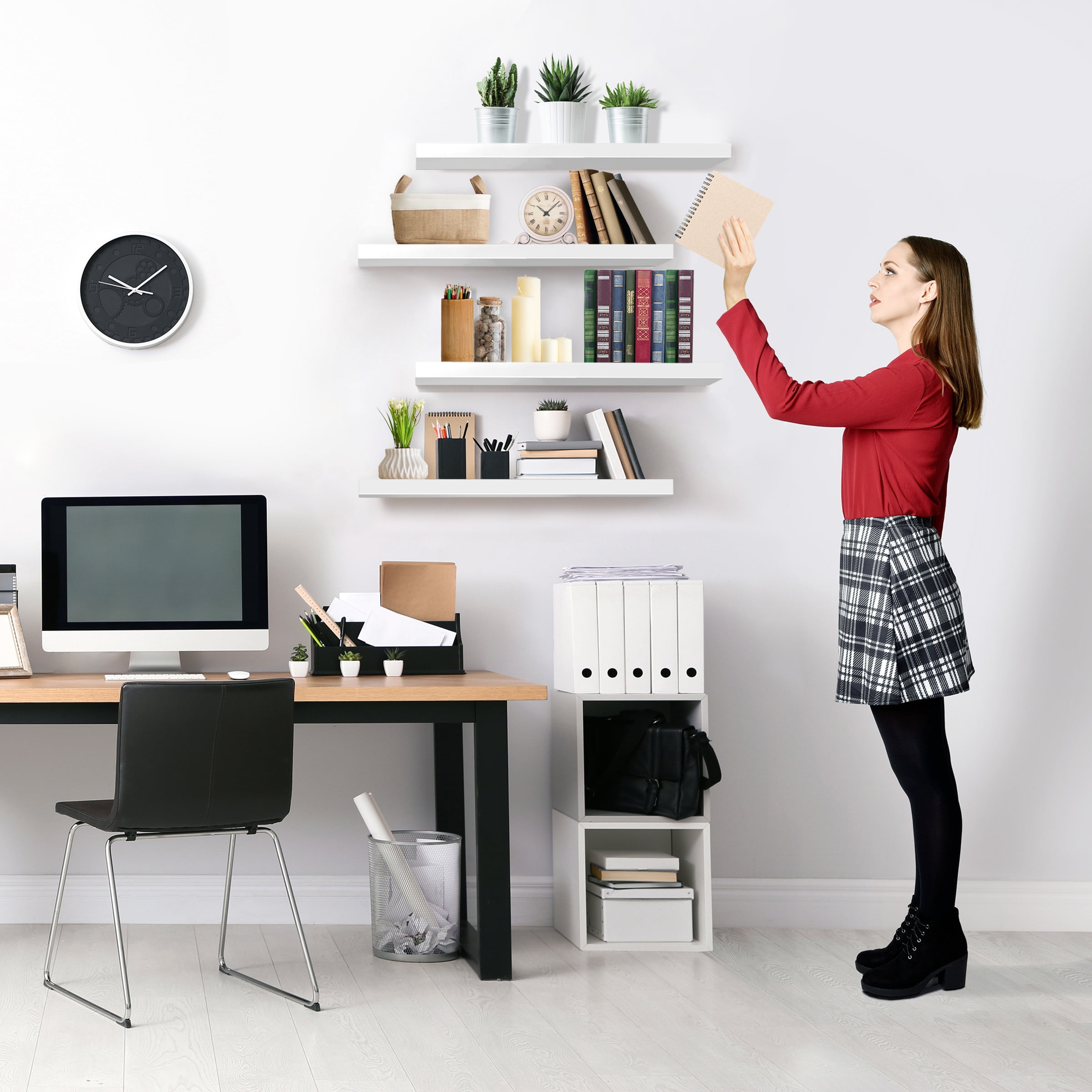 Sorbus Wall Mounted Floating Shelves for Wall Décor - Large 24 Inch, 4 Pack, White