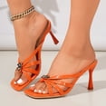 thumbnail image 3 of SACFOF Women'S Strappy Round Open Toe Kitten Heels Mules Fashion Knotted Design Metal Buckle Stiletto Sandals Summer Party Ball High Heel Sandals, 3 of 6