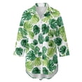 thumbnail image 4 of Xoenoiee Tropical Monstera Palm Leaves Print Womens Swimsuit Cover Up Shirts Oversized Beach Bikini Bathing Suit Coverups Beachwear Button Up Blouse Top Vacation Outfit, L, 4 of 7