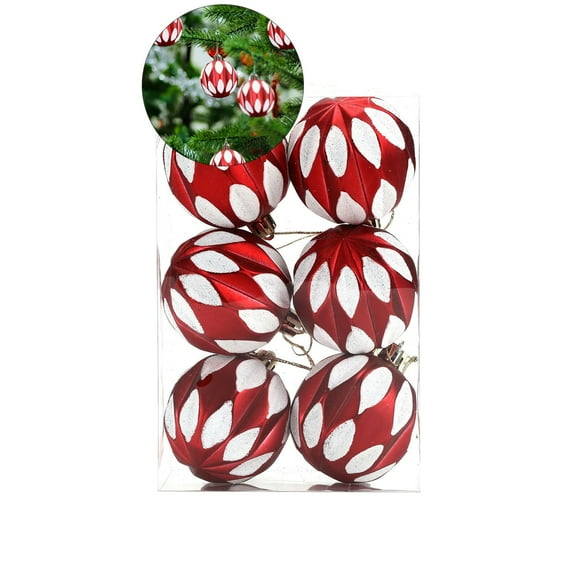 WNFJR 6 Pcs Christmas Ball Ornaments Christmas Tree Decorations Balls Mini Glitter Christmas Ornaments Christmas Balls Xmas Swirl Decorative Hanging Ornaments for Holiday Decor