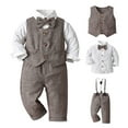 thumbnail image 3 of RUTAYY Children Boys Outfit Sets 3-Pack Long Sleeve Collared Shirt Striped Vest and Pants Four Seasons Wear Casual Daily Wear, 3 of 9