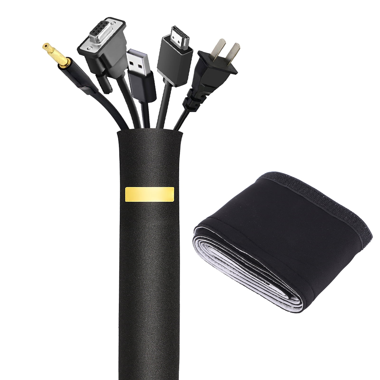 Manchon de Gestion de Câble 78" Souple en Néoprène Réglable Cordon Manches Enveloppe Fil Hider Con