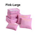 thumbnail image 1 of 6/7pcs Set Travel Storage Bags Suitcase Packing Set Storage Cases Portable Luggage Organizer Clothes Shoe Foldable Organizer Pink-L, 1 of 6