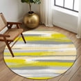 thumbnail image 2 of Large Round Rug 8Ft Washable Non-Slip, Yellow Gray Stripes Circle Area Rugs for Living Room Bedroom, Watercolor Modern Abstract Minimalist Indoor Floor Mats Carpet Runner for Home Decor, 2 of 8