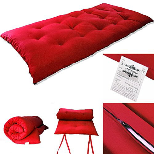 Red Queen Size 3x60x80 Traditional Japanese Floor Rolling Futon Mattress Bed 