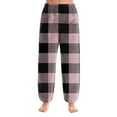 thumbnail image 2 of WTOBBY Women's Striped Print Pajama Pants with Cuffed Ankles, Casual Comfort Trousers for Sleepwear and Home Use, Soft Fabric with Striped Design,Light pink S, 2 of 6