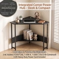 thumbnail image 3 of 28.5" Corner Computer Desk with Charging Station & Open Shelf, Triangle Laptop PC Work Table, Small Home office Desk,Black, 3 of 8
