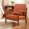 thumbnail image 4 of Gymax 2PCS Faux Leather Upholstered Armchair w/ Lumbar Pillow Removable Back Brown, 4 of 10