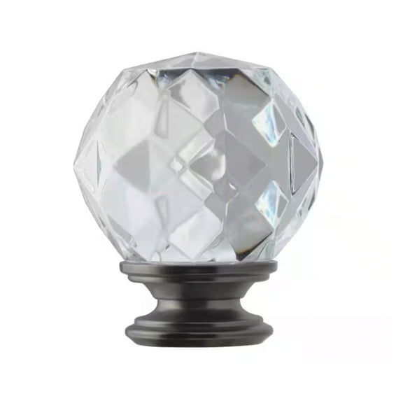 Ceybo Faceted Gunmetal Acrylic Crystal Sphere Curtain Rod Finial (Set of 2)