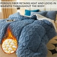 thumbnail image 6 of WOOW DEPOT Sherpa Reversible Queen Comforter, 1 PCS Heavy 7.5lbs Warm Cozy, Taffeta Quilted & Sheared Craft 3D Jacquard Blanket Machine Washable, Blue, 6 of 9