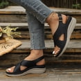 thumbnail image 4 of Orthopedic Sandals for Women Hollow out Crooss Strap Low Wedge Walking Shoes Comfy Arch Support Casual Summer Footwear Black Size 6, 4 of 7