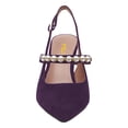 thumbnail image 3 of FSJ Women Stylish Pointed Closed Toe Pumps Stiletto High Heels Pearl Buckle Strap Slingback Sandals Wedding Party Dress Shoes Size 8 Purple, 3 of 4
