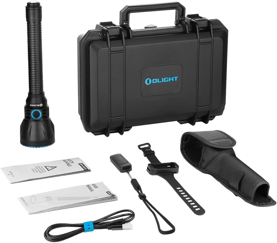 OLIGHT Javelot Turbo 2 1800 Lumen Rechargeable Flashlight with Long-Range 4921ft Throw, Dual-Switch LED Hunting Light with Wireless Remote 8M Control, Battery Pack & USB C Cable (Balck)