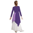thumbnail image 6 of YiZYiF Kids Girls Metallic Color Block Praise Dance Dress And Wide Leg Pants Liturgical Worship Costumes Purple 10, 6 of 7