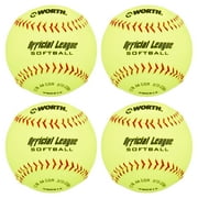 (4 Pack) Worth 12 Yellow Practice Slowpitch Softballs