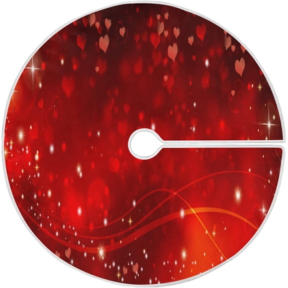FMSHPON Valentine's Day Mother's Day Red Heart Love Xmas Christmas Tree Skirt Stand Mat for Holiday Party Decoration Indoor Outdoor 48 inches