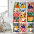 thumbnail image 4 of Fruit Patchwork Bathroom Shower Curtains with 12 Hooks Polyester Waterproof Shower Curtain for Stalls and Bathtubs Modern County Funny Fruits Striped Decorative Bathroom Privacy Curtain 36x78 Inches, 4 of 9