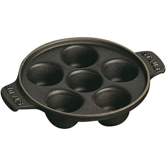 Staub Cast Iron 5.75-inch Escargot Dish with 6 holes - Matte Black, Made in France