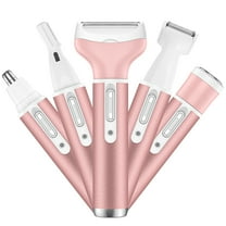 Electric Shaver for Women, 5 in 1 Rechargeable Razor Waterproof Painless Epilator Nose Hair Removal Remover Facial Body Bikini Eyebrow Beard Sideburn Mustache Trimmer Clipper Grooming Groomer Kit